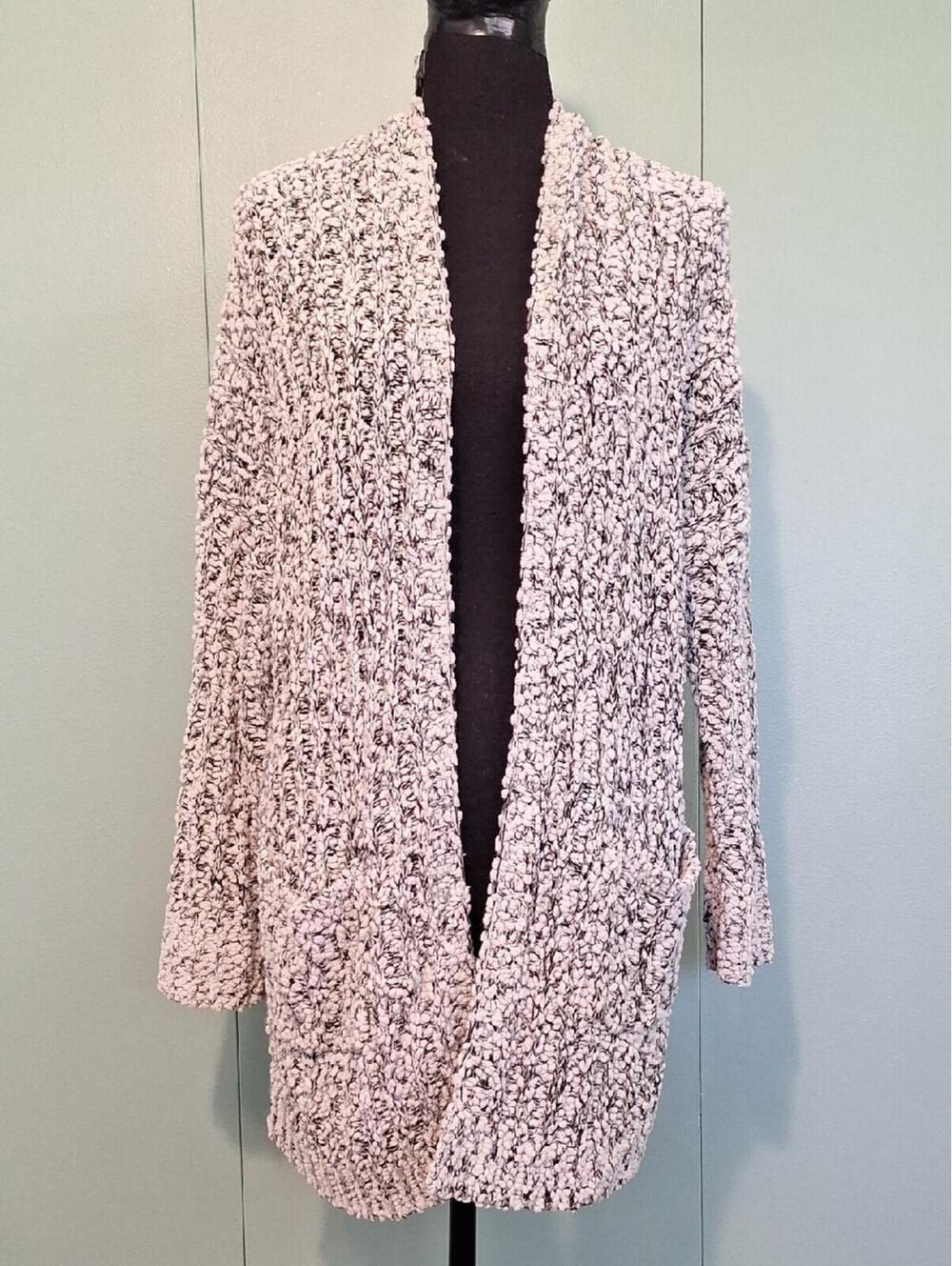 Young Fabulous & Broke Black And White Knit Sweater Cardigan Size Small